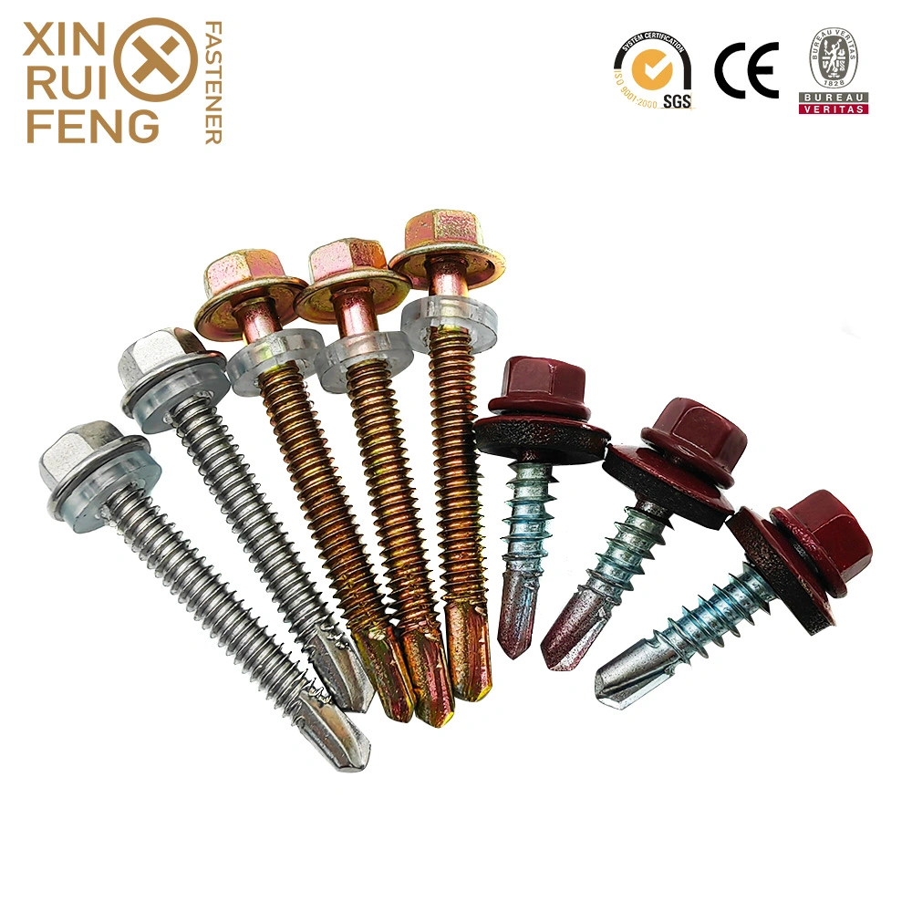 Self-Drilling Colored Screws Washer Hex Head Self Drilling Roofing Screw Galvanized Self Drilling Screws